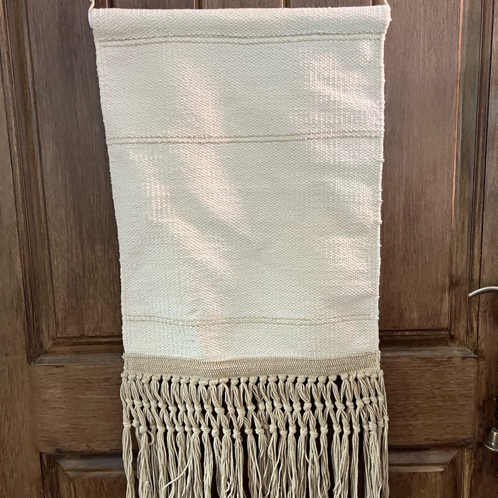 Bohemian Wall Hanging with Black and Cream Patterns - Picture 4 of 5